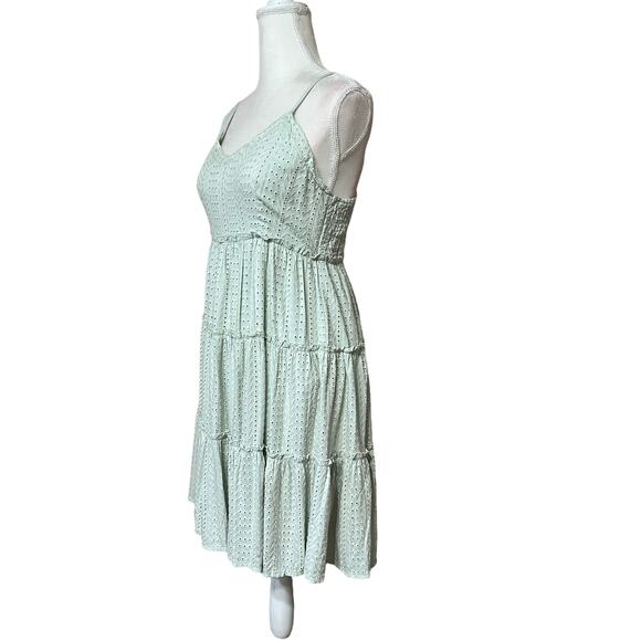 Sin & sam Sleeveless Tiered Dress In Cotton Eyelet mint green SZ M - Picture 2 of 11